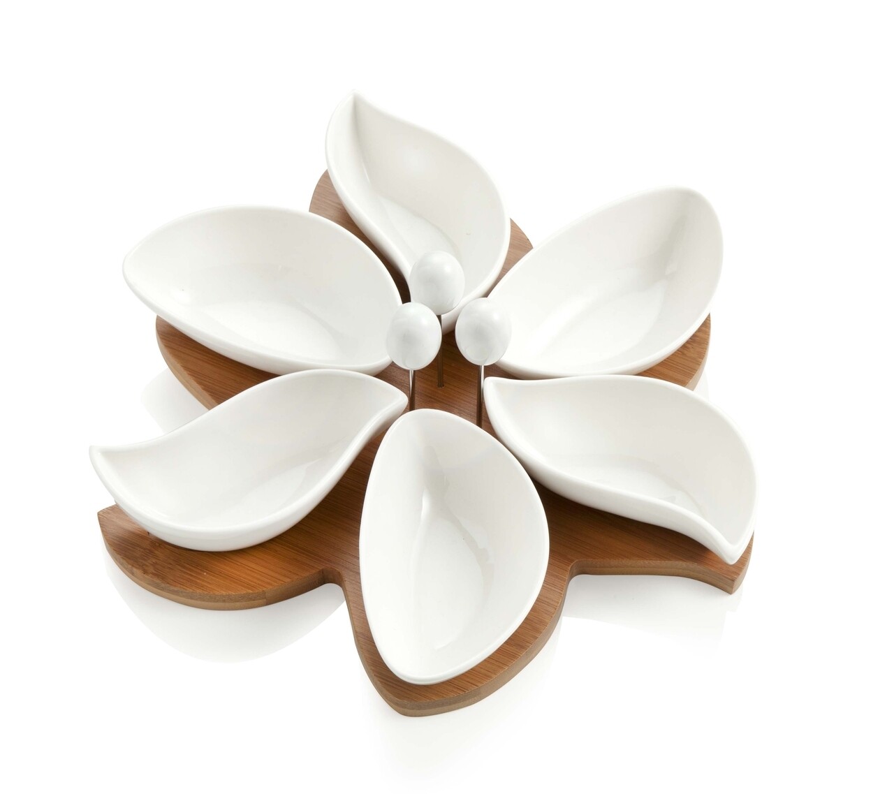 Set pentru aperitive 10 piese, Sunlight, Brandani, 28x27x5 cm, portelan/bambus - imagine 3